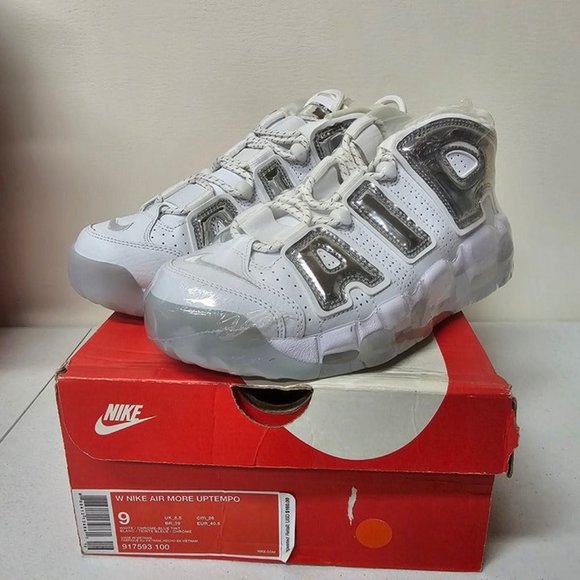 Brand New Nike Air More Uptempo Silver/Chrome White (Women\'s) Size 9W/7.5M